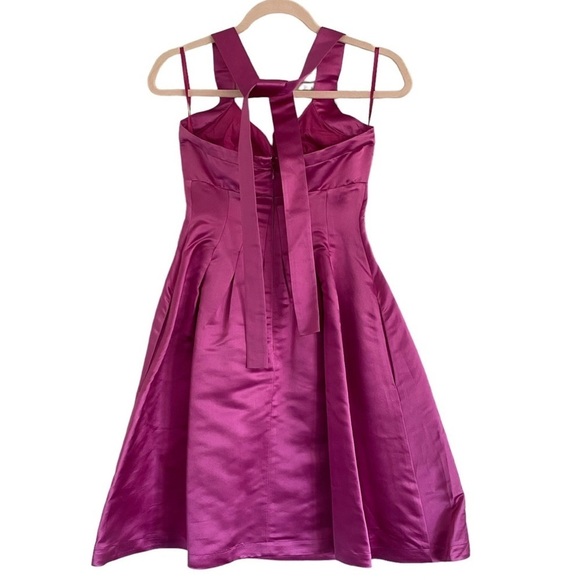 Moda International Pink 100% Silk Party Dress Halter Barbie Fit & Flare Size 2 - Picture 7 of 17